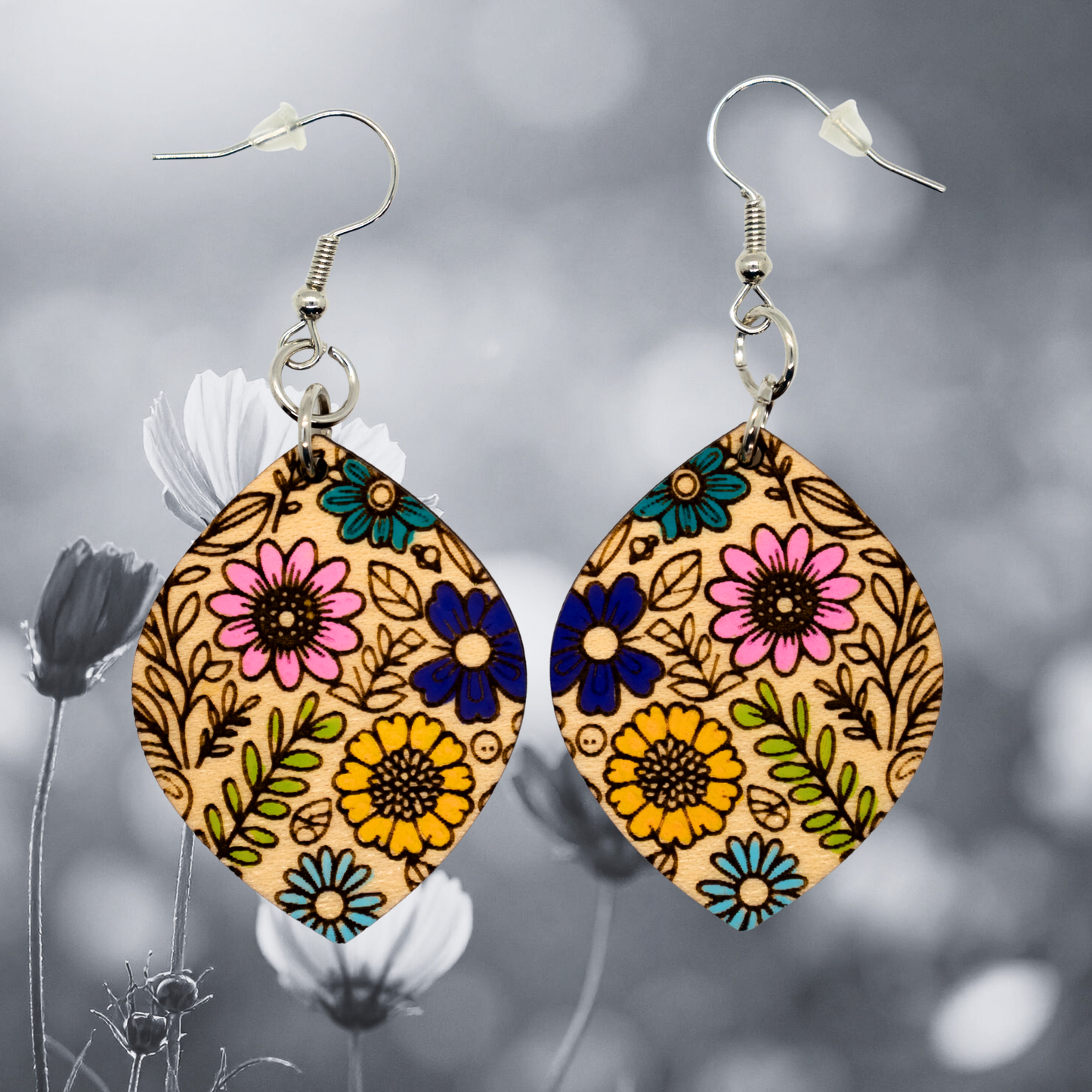 Boho Wildflower Garden lightweight floral drop earrings