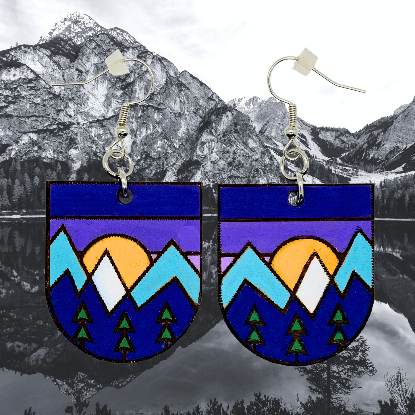 Twilight Alpine Peaks lightweight half-round mountain earrings