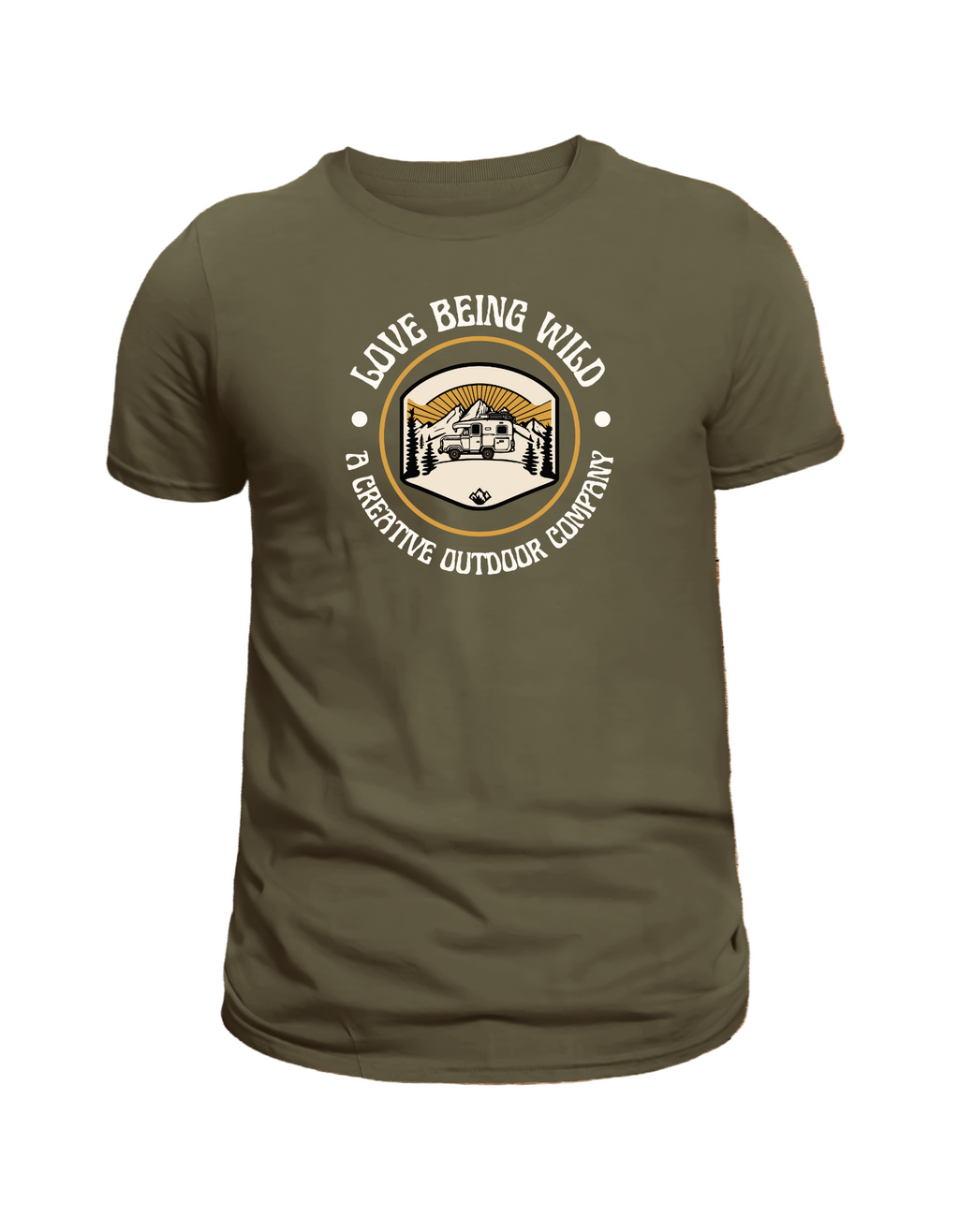 Green t-shirt with a graphic design 