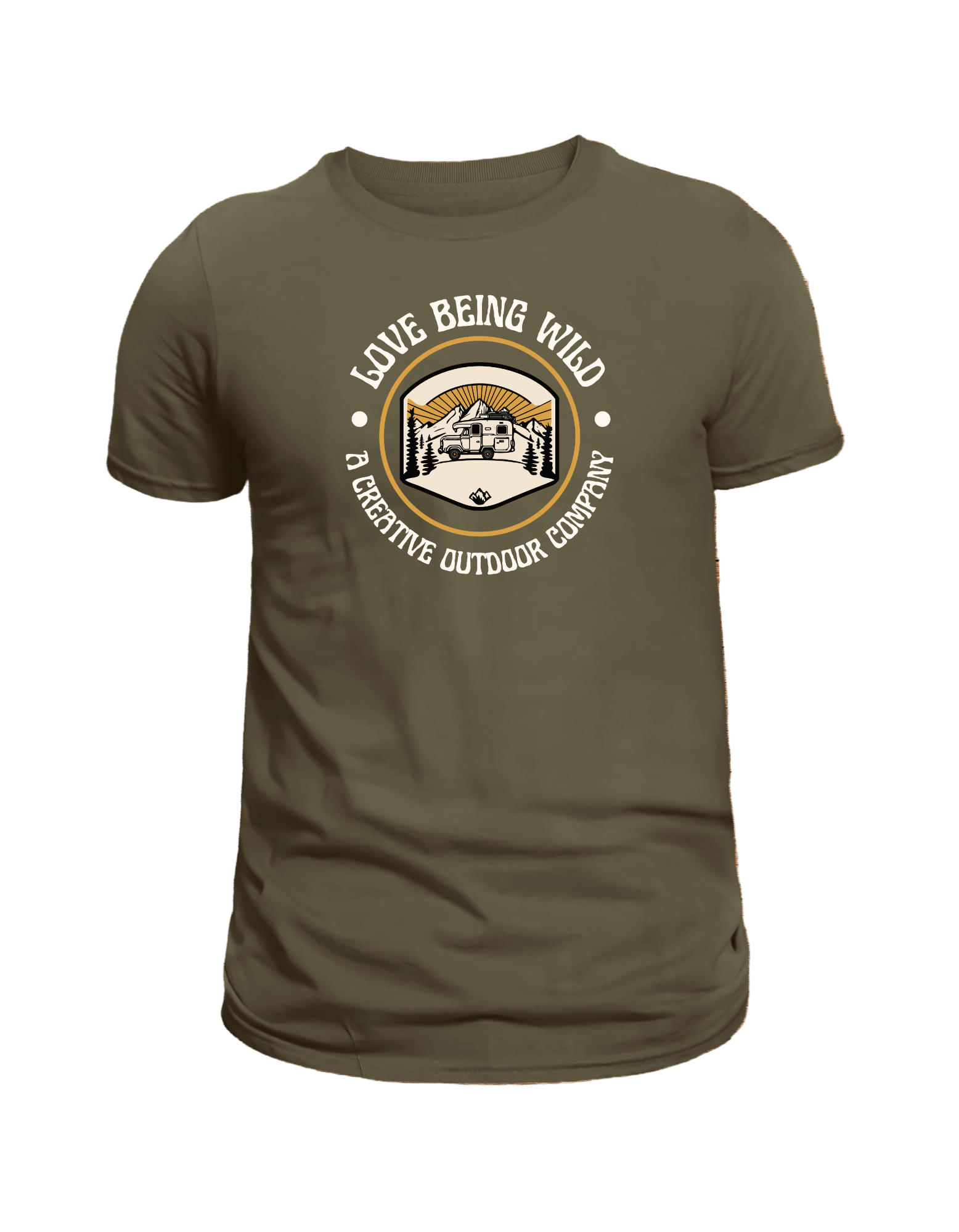 Green t-shirt with a graphic design 