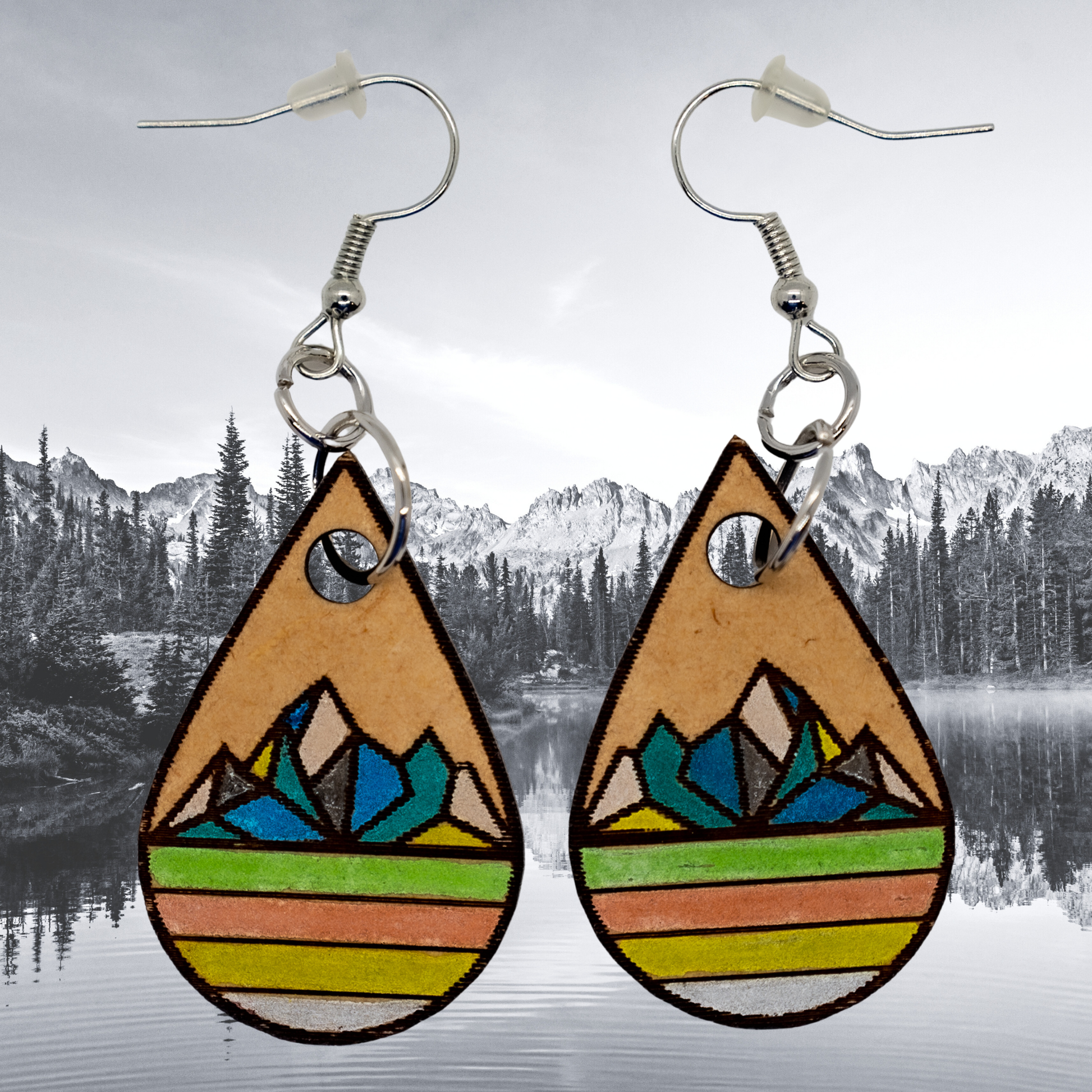 Alpine Sunset Peaks lightweight mountain teardrop earrings