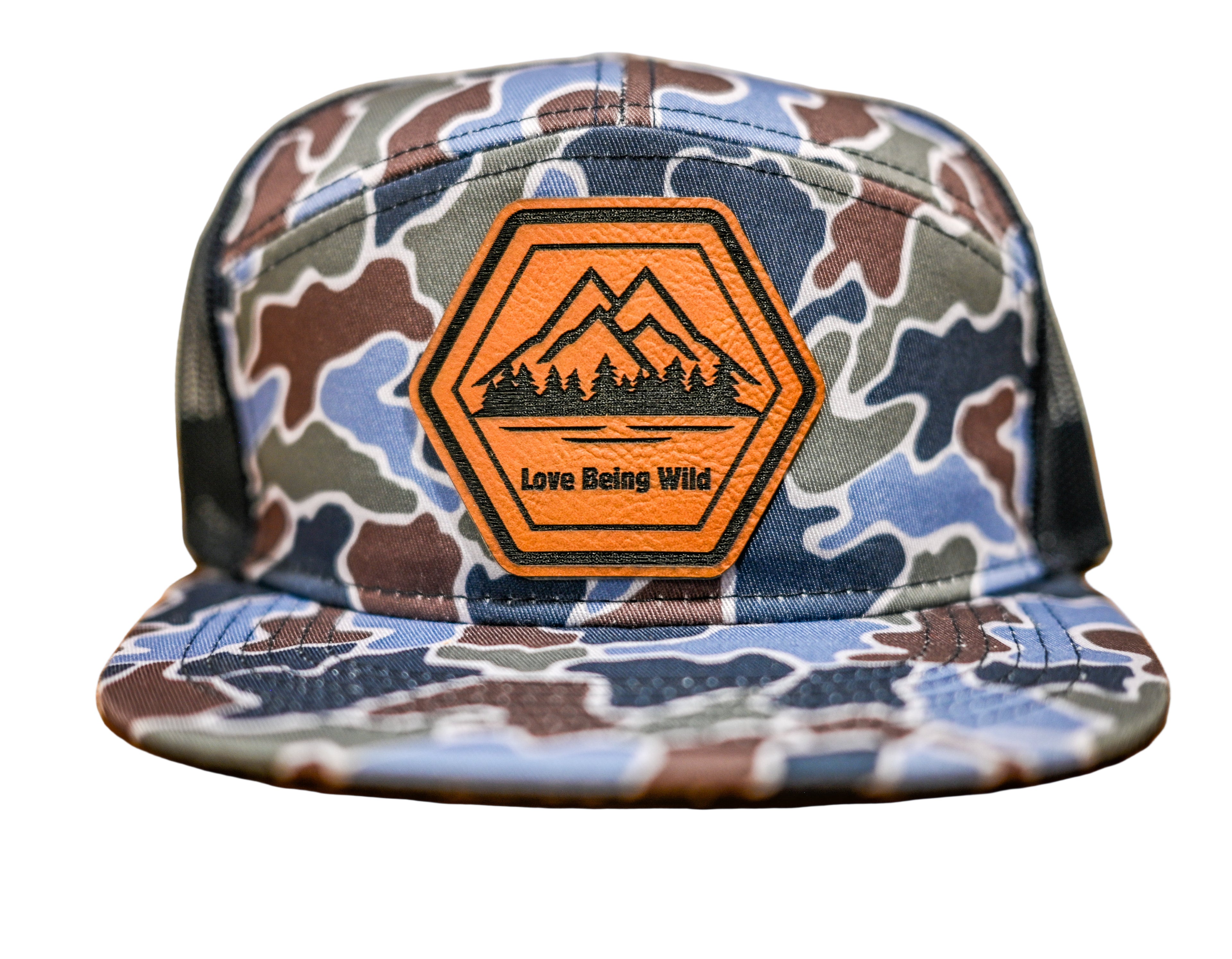 Camouflage cap with a logo on a leatherette  patch