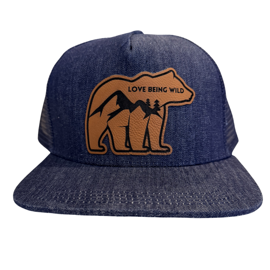 Denim Navy Bear Flatbill Snapback | Made in Tahoe Collection
