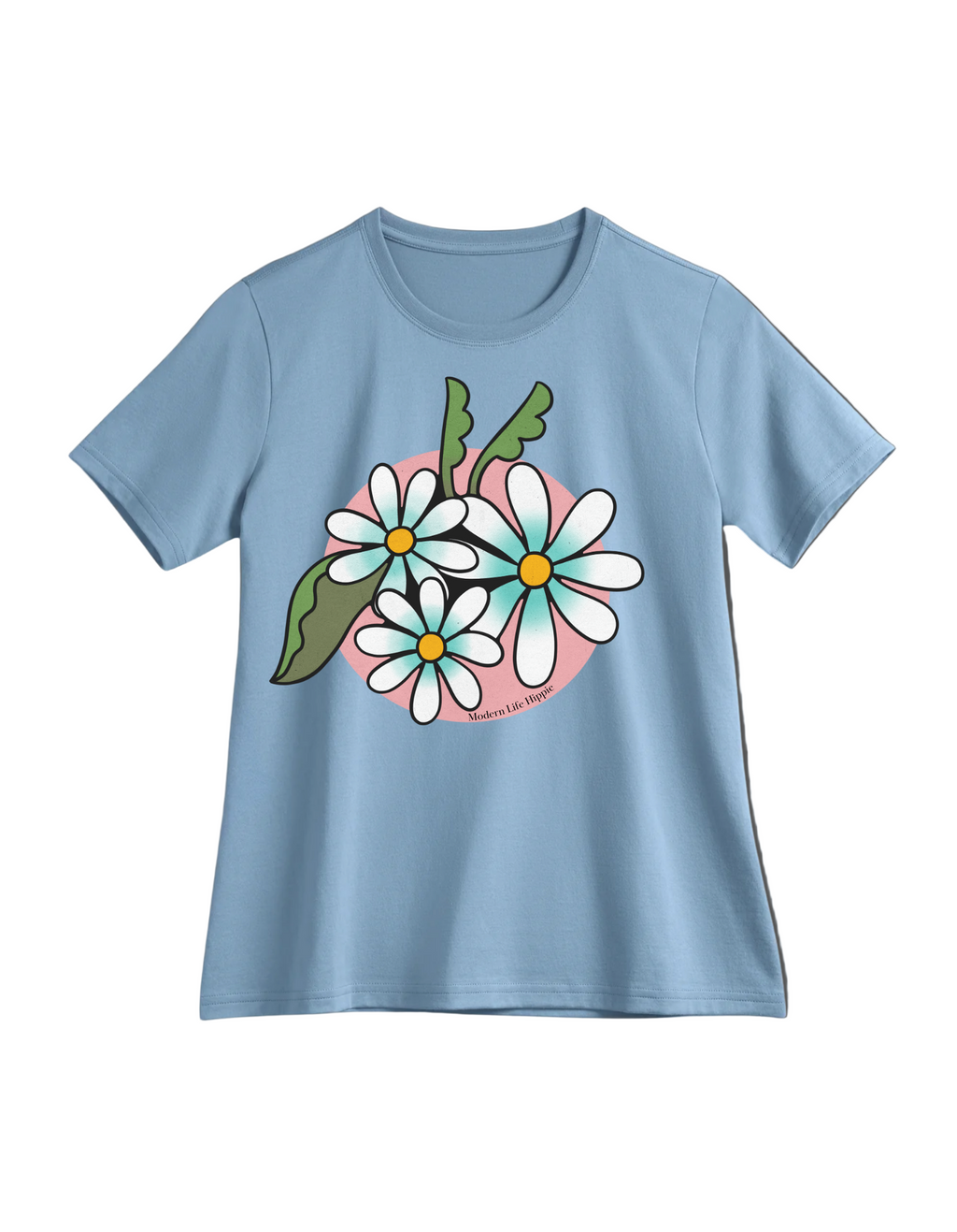 Light blue t-shirt with a floral design 