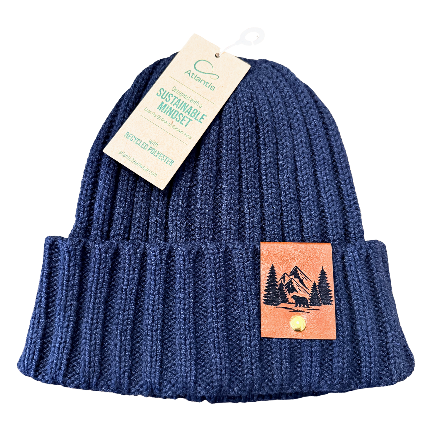 Mountain Bear Sustainable Cable Knit Cuffed Beanie| Made in Tahoe Collection