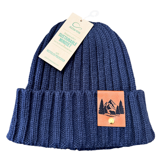 Mountain Bear Sustainable Cable Knit Cuffed Beanie| Made in Tahoe Collection