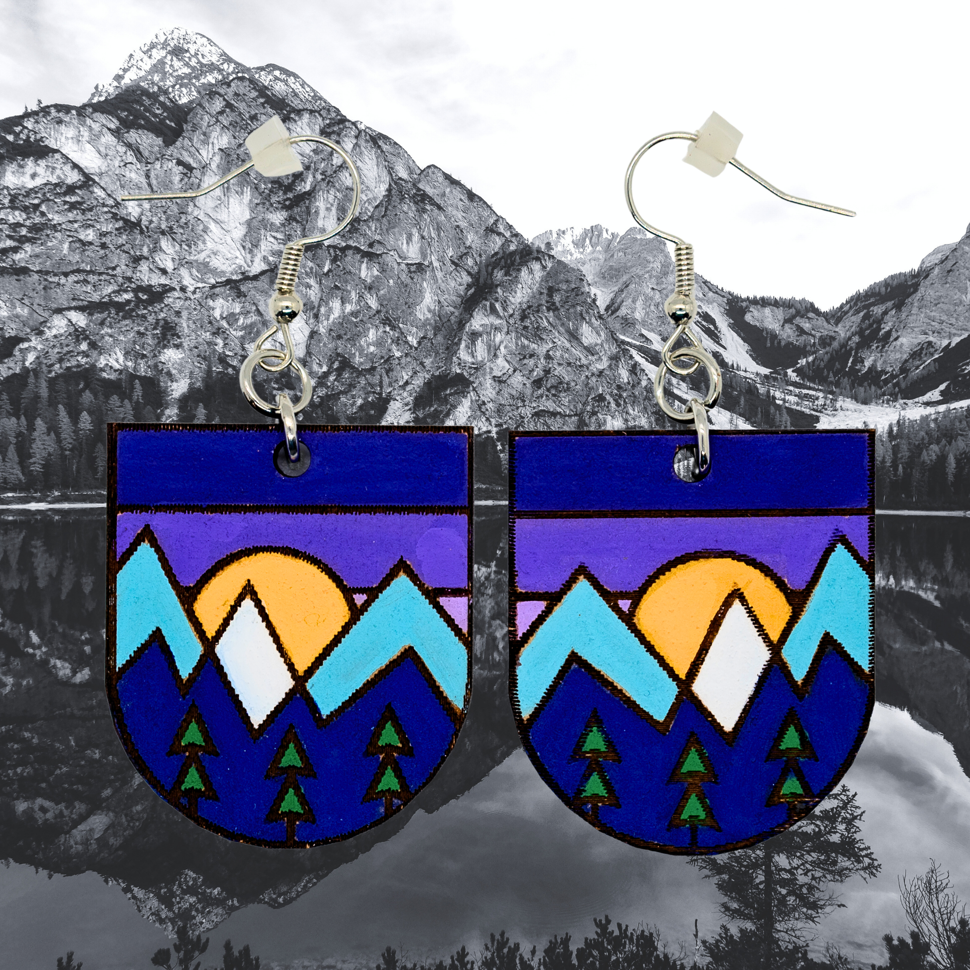 Twilight Alpine Peaks lightweight half-round mountain earrings
